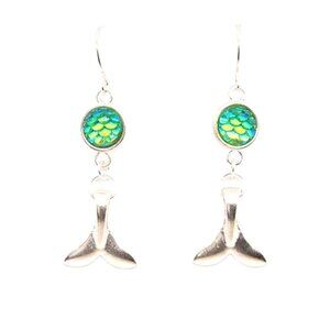 Green Mermaid Tail Earrings